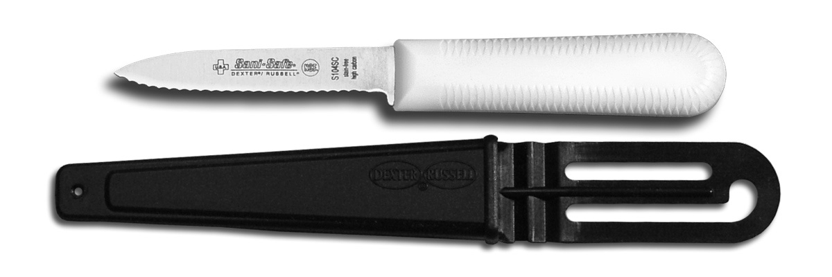 Dexter Russell Sani-Safe 3 1/4" Net Twine Line Knife With Sheath 28653 NTL24C